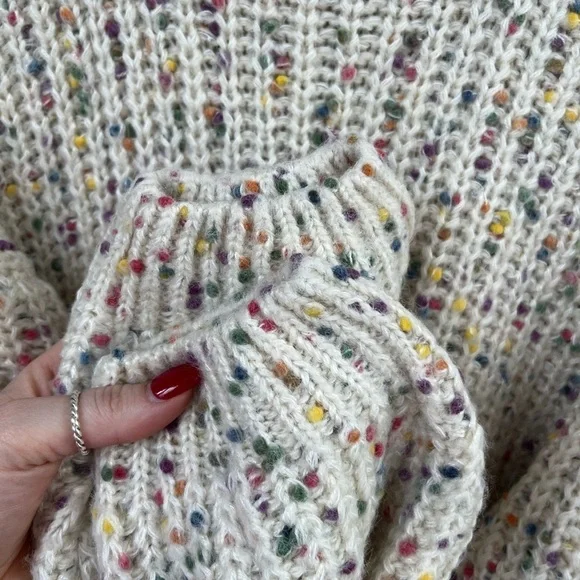 POL Chunky Knit Distressed Artsy Confetti Pullover Sweater Size L - Picture 4 of 10